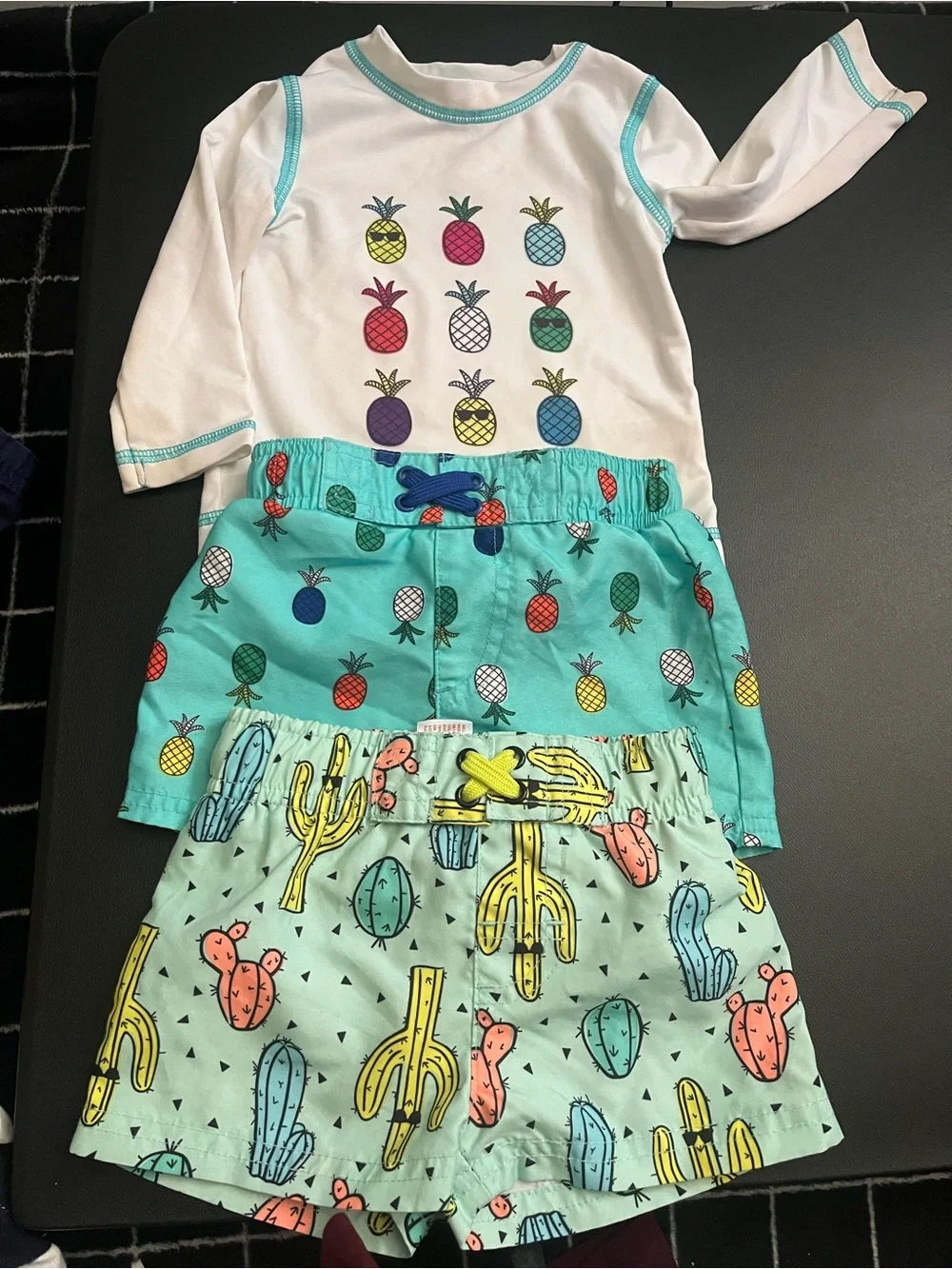 Cat & Jack Mint Pineapple & Cactus Kids Swim Shorts Set